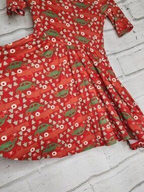 Dotdotsmile Girl Size 7 Ballerina Dress Red Stretch Christmas Tree Truck Holiday
